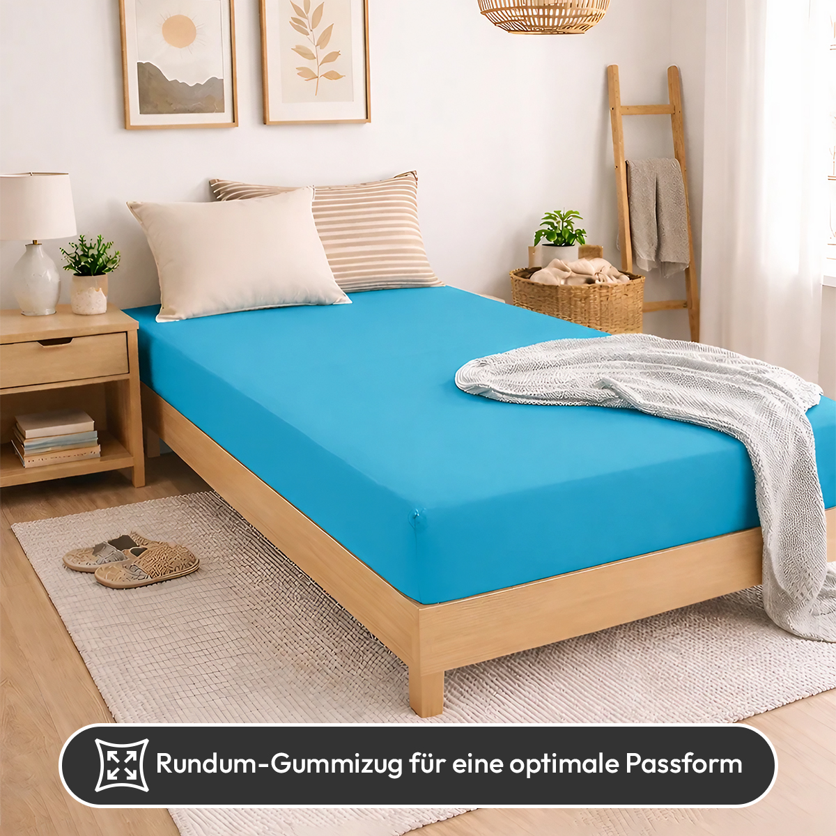 WB/Boxspringbett Spannbettlaken 190gsm in große 180-200x220+40 cm | Tuerkis Farbe