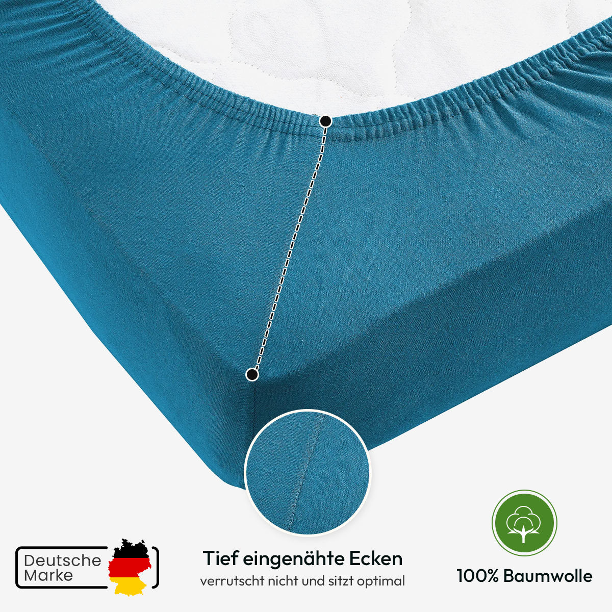 WB/Boxspringbett Spannbettlaken 190gsm in große 180-200x220+40 cm | Petrol Farbe